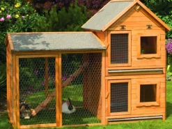 Promadino Kleintiervilla Maxi mit Erweiterung und Freilaufgehege