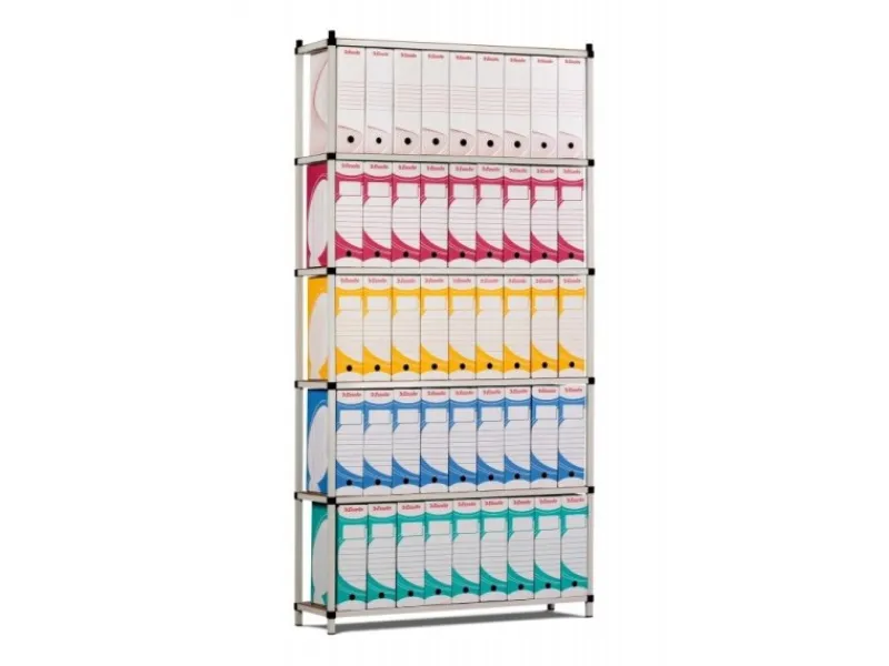 PROREGAL Aktenregal HxBxT 200 x 100 x 30 cm 6 Ebenen Spanplatten-Fachboden Fachlast 60 kg Bis Zu 66 Archivordnern mit Hebel Lichtblau-Lichtgrau