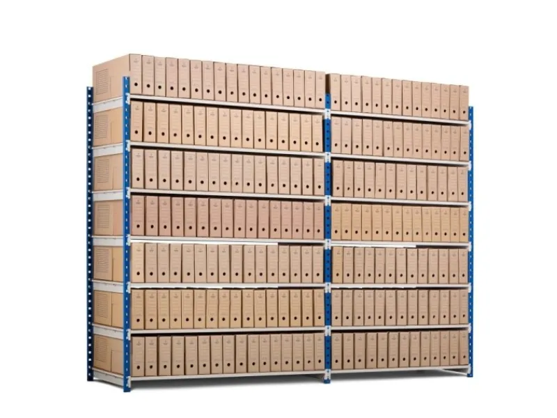 PROREGAL Aktenregal Maximus Doppelseitig HxBxT 200 x 150 x 68 cm 5 Ebenen Offener Fachboden Bis Zu 180 Archivordnern Lichtblau & Lichtgrau