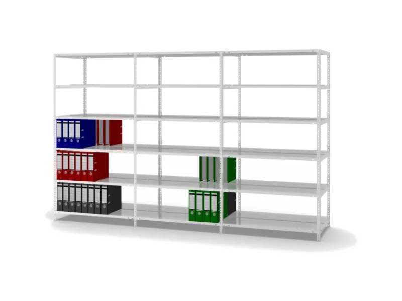 PROREGAL Aktenregal Schraubsystem Grundregal HxBxT 185 x 100 x 60 cm 6 Ebenen Fachlast 90 kg Mit Deckboden Beidseitig Nutzbar