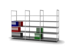 PROREGAL Aktenregal Schraubsystem Grundregal HxBxT 185 x 100 x 60 cm 5 Ebenen Fachlast 90 kg Ohne Deckboden Beidseitig Nutzbar