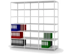 Outlet PROREGAL Aktenregal Schraubsystem Grundregal HxBxT 220 x 75 x 60 cm 7 Ebenen Fachlast 90 kg Mit Deckboden Beidseitig Nutzbar Lichtgrau