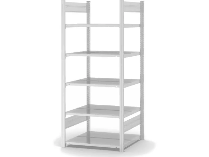 New PROREGAL Aktenregal Stecksystem T-Profil Grundregal HxBxT 175 x 75 x 60 cm 5 Ebenen Fachlast 90 kg Beidseitig Nutzbar Lichtgrau