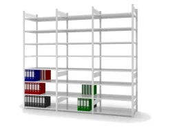 PROREGAL Aktenregal Stecksystem T-Profil Grundregal HxBxT 270 x 100 x 60 cm 8 Ebenen Fachlast 90 kg Beidseitig Nutzbar