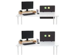 PROREGAL Akustik-Tischtrennwand HxBxT 60x65x2 cm Doppelwandig Stoff Büro-Sichtschutz Schreibtisch Pinnwand