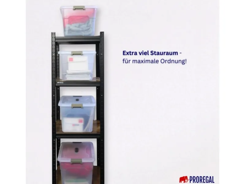 PROREGAL Aufbewahrungsbox Mit Deckel 30L 4er Set Klein Transparent Stapelbar Kunststoffbox Verschlussclips Stapelbox Aufbewahrungsbehälter Büro