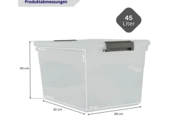 Best PROREGAL Aufbewahrungsbox Mit Deckel 45L 4er Set Groß Rollen Transparent Stapelbar Kunststoffbox Verschlussclips Stapelbox Aufbewahrungsbehälter