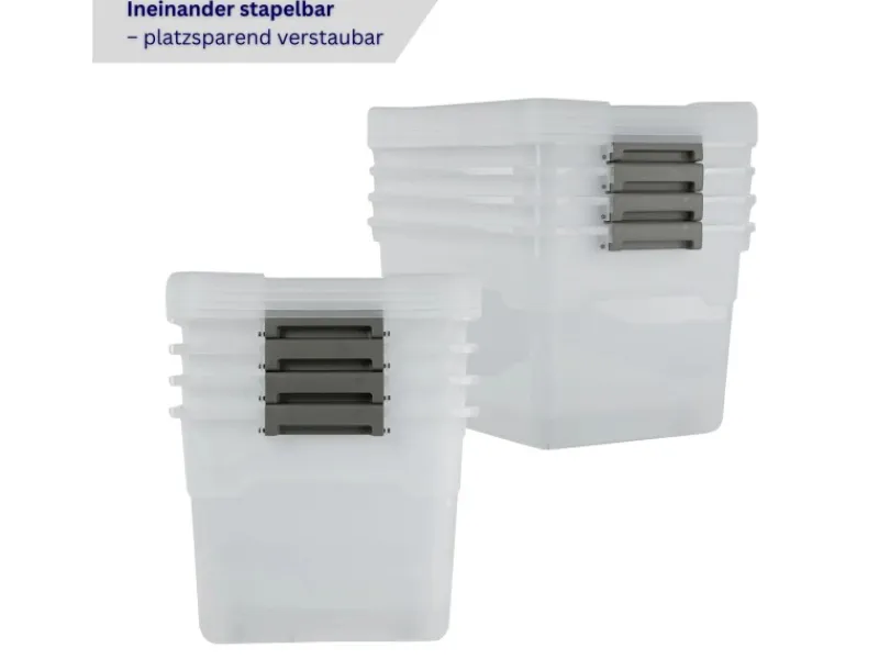 Best PROREGAL Aufbewahrungsbox Mit Deckel 45L 4er Set Groß Rollen Transparent Stapelbar Kunststoffbox Verschlussclips Stapelbox Aufbewahrungsbehälter