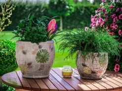 Clearance PROREGAL Blütentopf mit Mosaik, Grau, Keramik, 22x22x19cm