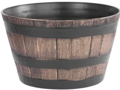 PROREGAL Blumentopf Holz-effekt, 39x28cm, Gold