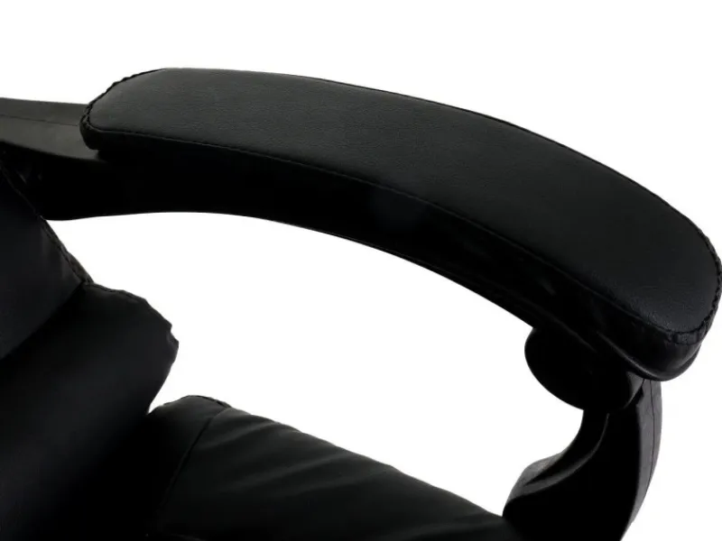 New PROREGAL Bürostuhl HxBxT 110x63x103 cm Sitzhöhe 48cm Ausziehbare Fußstütze Kunstleder Schwarz Schreibtischstuhl Drehstuhl Chefsessel