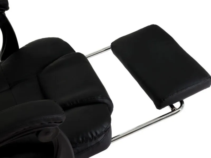 New PROREGAL Bürostuhl HxBxT 110x63x103 cm Sitzhöhe 48cm Ausziehbare Fußstütze Kunstleder Schwarz Schreibtischstuhl Drehstuhl Chefsessel