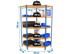 Online PROREGAL Eckregal Muli HxBxT 180 x 90 x 30 cm 5 Fachböden Fachlast 200 kg Blau-Orange