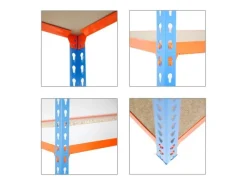 Clearance PROREGAL Eckregal Small Muli HxBxT 90 x 90 x 40 cm 3 Fachböden Fachlast 200 kg Blau-Orange