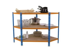 Clearance PROREGAL Eckregal Small Muli HxBxT 90 x 90 x 40 cm 3 Fachböden Fachlast 200 kg Blau-Orange