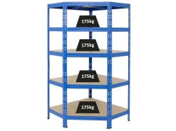 Clearance PROREGAL Eckregal Tiger HxBxT 180 x 90 x 45 cm Fachlast 175 kg Blau