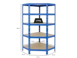 Clearance PROREGAL Eckregal Tiger HxBxT 180 x 90 x 45 cm Fachlast 175 kg Blau