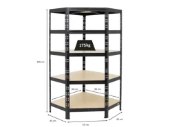 Sale PROREGAL Eckregal Tiger HxBxT 180 x 90 x 45 cm Fachlast 175 kg Schwarz