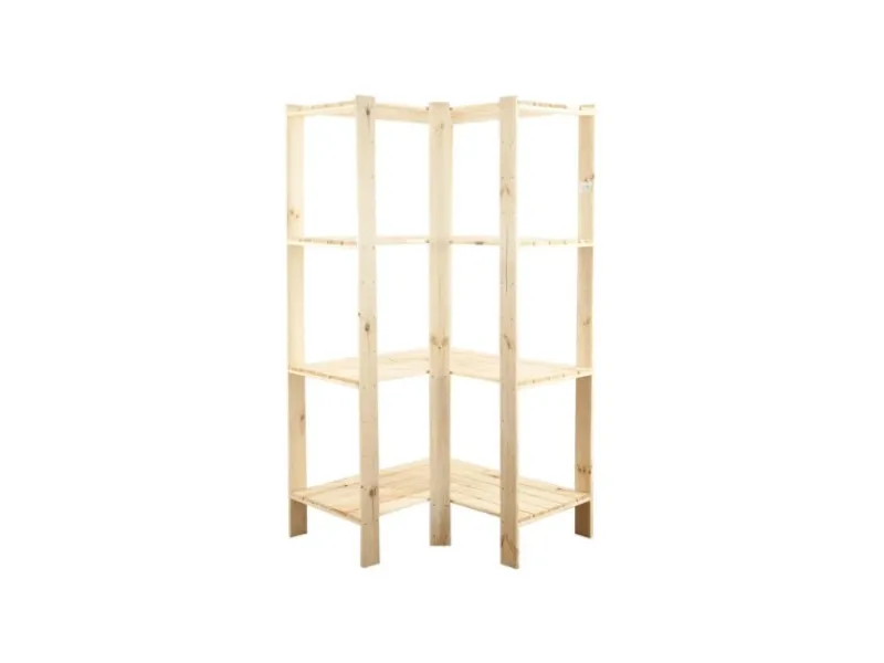 PROREGAL Eckregal Woodland HxBxT 166,4 x 85 x 50 cm Fachlast 120 kg 4 Fachboden Kiefernholz Natur