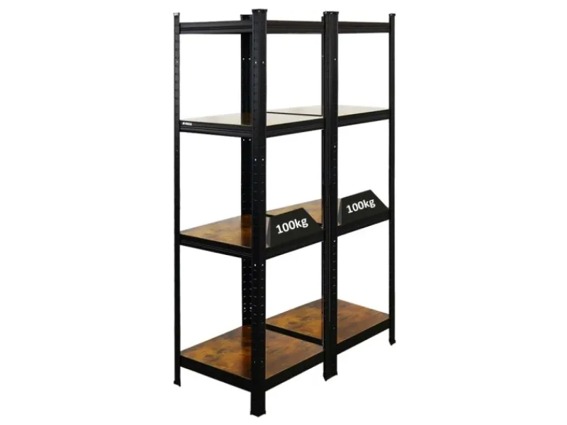 PROREGAL 2er Vintage Series Schwerlastregal Ragnar Set HxBxT 150x45x45cm Fachlast 100kg Vintagebraun-Schwarz