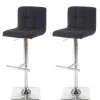 PROREGAL 2er-Set Barhocker Gepolstert Und Höhenverstellbar Mit Lehne Sitzhöhe 63-84cm Mit Lehne Drehbar Stoff/Textil Dunkelgrau Chromfuß Barstuhl