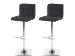 PROREGAL 2er-Set Barhocker Gepolstert Und Höhenverstellbar Mit Lehne Sitzhöhe 63-84cm Mit Lehne Drehbar Stoff/Textil Dunkelgrau Chromfuß Barstuhl