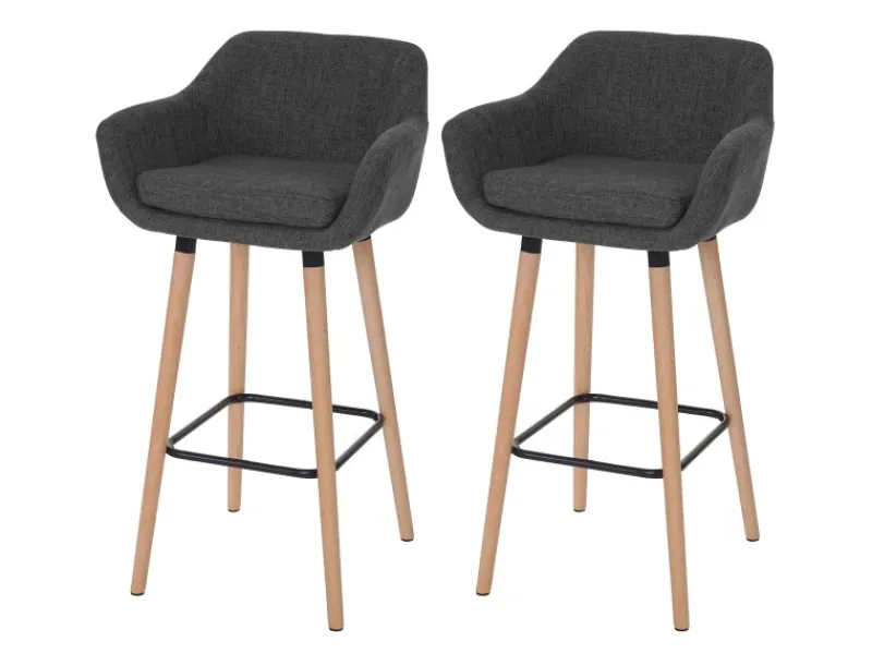 PROREGAL 2er-Set Barhocker Oslo Mit Lehne Sitzhöhe 79cm Textil Barstuhl Tresenhocker