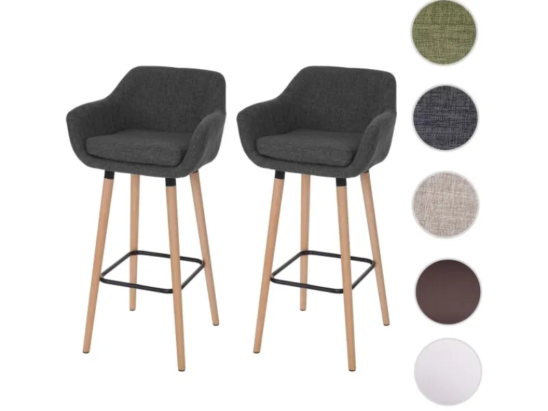 PROREGAL 2er-Set Barhocker Oslo Mit Lehne Sitzhöhe 79cm Textil Barstuhl Tresenhocker