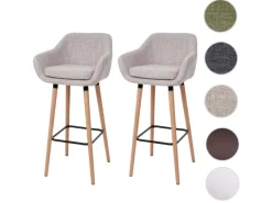 PROREGAL 2er-Set Barhocker Oslo Mit Lehne Sitzhöhe 79cm Textil Barstuhl Tresenhocker