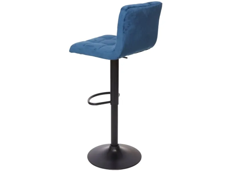 PROREGAL 2er-Set Barhocker Gepolstert Mit Lehne Sitzhöhe 63-87cm Höhenverstellbar Samt Petrol-Blau Fuß Schwarz Tresenhocker Barstuhl