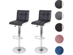 PROREGAL 2er-Set Barhocker Gepolstert Mit Lehne Sitzhöhe 63-87cm Höhenverstellbar Samt Petrol-Blau Fuß Schwarz Tresenhocker Barstuhl