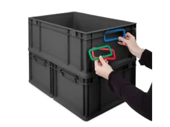 Online PROREGAL Eurobox Nextgen Color HxBxT 32x30x40cm 30 Liter Griffe Blau Offen Schwarz Eurobehälter Transportbox Transportbehälter Blau-Schwarz