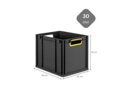 PROREGAL Eurobox Nextgen Color HxBxT 32x30x40cm 30 Liter Griffe Gelb Offen Schwarz Eurobehälter Transportbox Transportbehälter
