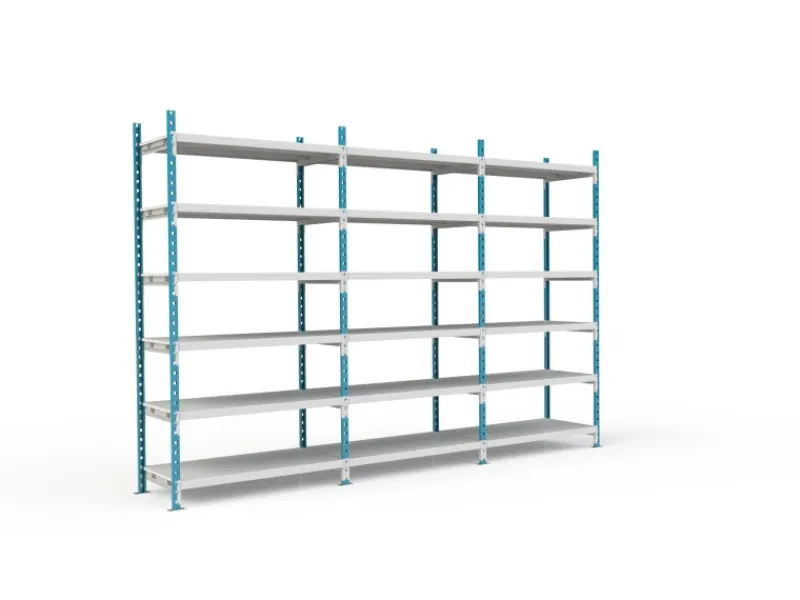 PROREGAL Fachbodenregal Maximus HxBxT 240 x 100 x 30 cm 7 Ebenen PVC-Fachboden Fachlast 136 kg Lichtblau-Lichtgrau