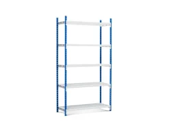 PROREGAL Fachbodenregal Maximus Pro HxBxT 220 x 125 x 60 cm 5 Ebenen Offener Fachboden Fachlast 248 kg Lichtblau-Lichtgrau