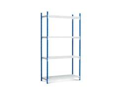 PROREGAL Fachbodenregal Maximus HxBxT200 x 125 x 30 cm 4 Ebenen Offener Fachboden Fachlast 114 kg Lichtblau-Lichtgrau