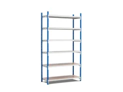 PROREGAL Fachbodenregal Maximus HxBxT200 x 125 x 40 cm 6 Ebenen Spanplatten-Fachboden Fachlast 114 kg Lichtblau-Lichtgrau