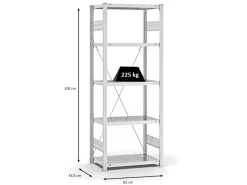 Sale PROREGAL Fachbodenregal Stecksystem T-Profil Medium-Duty Grundregal HxBxT 200 x 75 x 40 cm 5 Ebenen Fachlast 225 kg Einseitig Nutzbar Lichtgrau