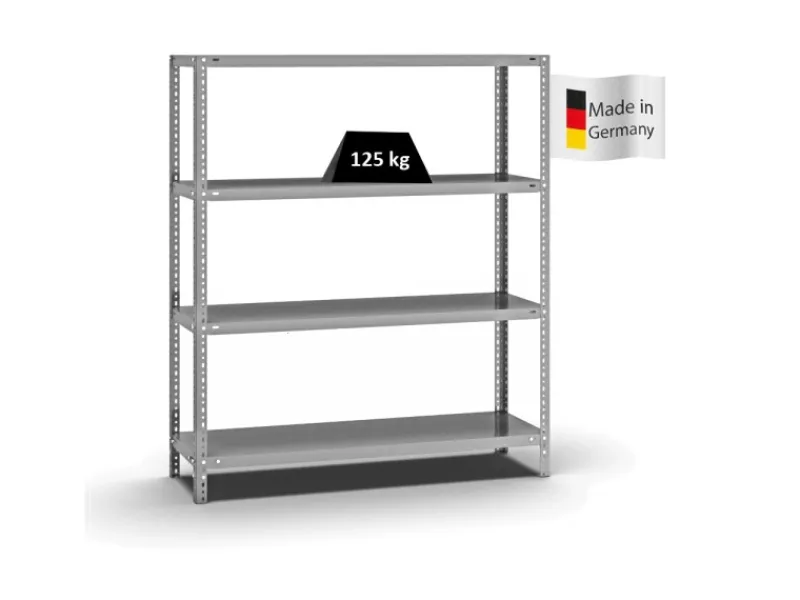 PROREGAL Fachbodenregal Schraubsystem Light-Duty Grundregal HxBxT 150 x 130 x 40 cm 4 Ebenen Fachlast 125 kg Beidseitig Nutzbar