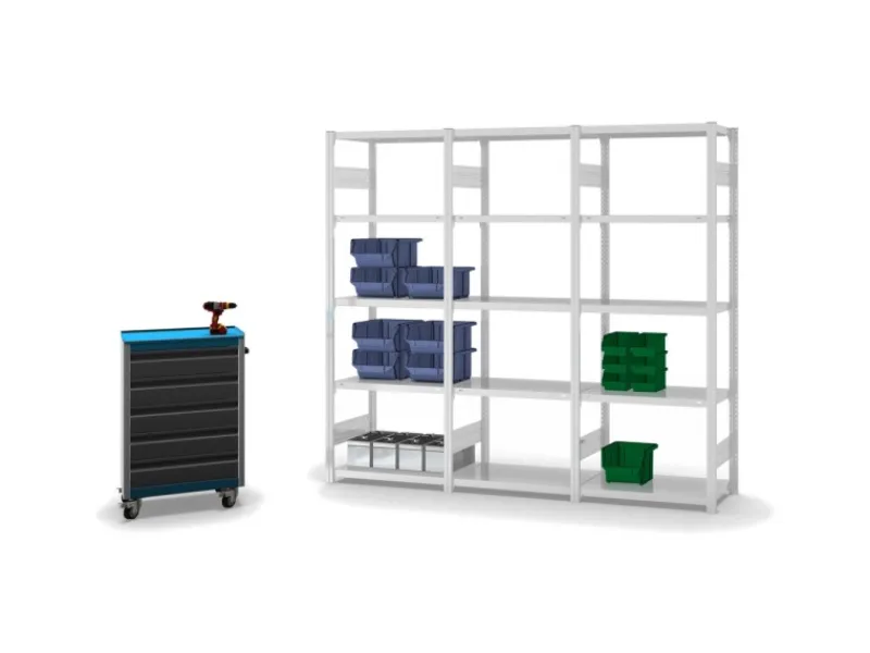 PROREGAL Fachbodenregal Stecksystem T-Profil Medium-Duty Grundregal HxBxT 200 x 75 x 40 cm 5 Ebenen Fachlast 225 kg Beidseitig Nutzbar