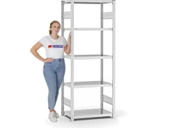 PROREGAL Fachbodenregal Stecksystem T-Profil Medium-Duty Grundregal HxBxT 200 x 75 x 40 cm 5 Ebenen Fachlast 225 kg Beidseitig Nutzbar