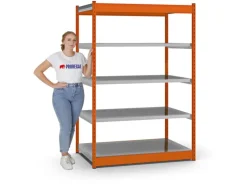 Hot PROREGAL Fachbodenregal Stecksystem Vierkant-Profil Grundregal HxBxT 200 x 132,5 x 80 cm 5 Ebenen Einseitige Bauart Fachlast 200 kg Orange