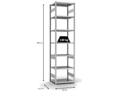 PROREGAL Fachbodenregal Stecksystem T-Profil Light-Duty Grundregal HxBxT 300 x 75 x 50 cm 7 Ebenen Fachlast 140 kg Beidseitig Nutzbar