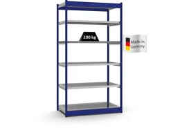 Sale PROREGAL Fachbodenregal Stecksystem Vierkant-Profil Grundregal HxBxT 250 x 132,5 x 60 cm 6 Ebenen Einseitige Bauart Fachlast 200 kg Enzian Blau