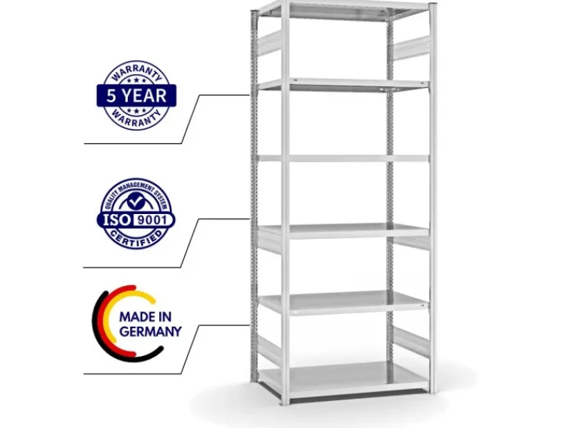 PROREGAL Fachbodenregal Stecksystem T-Profil Heavy-Duty Grundregal HxBxT 250 x 100 x 60 cm 6 Ebenen Fachlast 330 kg Beidseitig Nutzbar