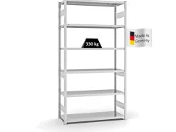 Sale PROREGAL Fachbodenregal Stecksystem T-Profil Heavy-Duty Grundregal HxBxT 250 x 130 x 50 cm 6 Ebenen Fachlast 330 kg Beidseitig Nutzbar Lichtgrau