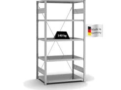 Best PROREGAL Fachbodenregal Stecksystem T-Profil Light-Duty Grundregal HxBxT 200 x 100 x 60 cm 5 Ebenen Fachlast 140 kg Einseitig Nutzbar Verzinkt