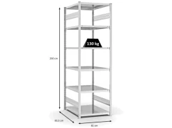 PROREGAL Fachbodenregal Stecksystem T-Profil Light-Duty Grundregal HxBxT 250 x 75 x 80 cm 6 Ebenen Fachlast 130 kg Beidseitig Nutzbar