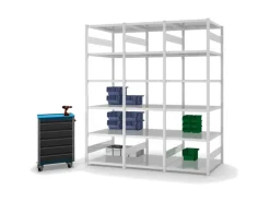 PROREGAL Fachbodenregal Stecksystem T-Profil Light-Duty Grundregal HxBxT 250 x 75 x 80 cm 6 Ebenen Fachlast 130 kg Beidseitig Nutzbar