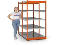 Discount PROREGAL Fachbodenregal Stecksystem Vierkant-Profil Grundregal HxBxT 200 x 102,5 x 80 cm 2x5 Ebenen Doppelseitige Bauart Fachlast 200 kg Orange